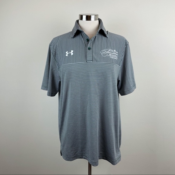 Under Armour Other - Under Armour Dark Green Gray Stripe Polo Shirt Mcdaniels Golf Classic Men Medium